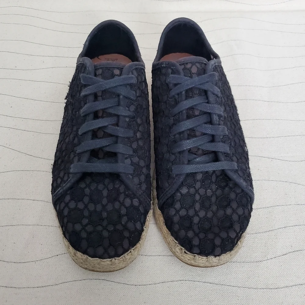 Toms Womens Lena Mosaic Espadrille Flats Black Lace Shoes Sneakers Size 6